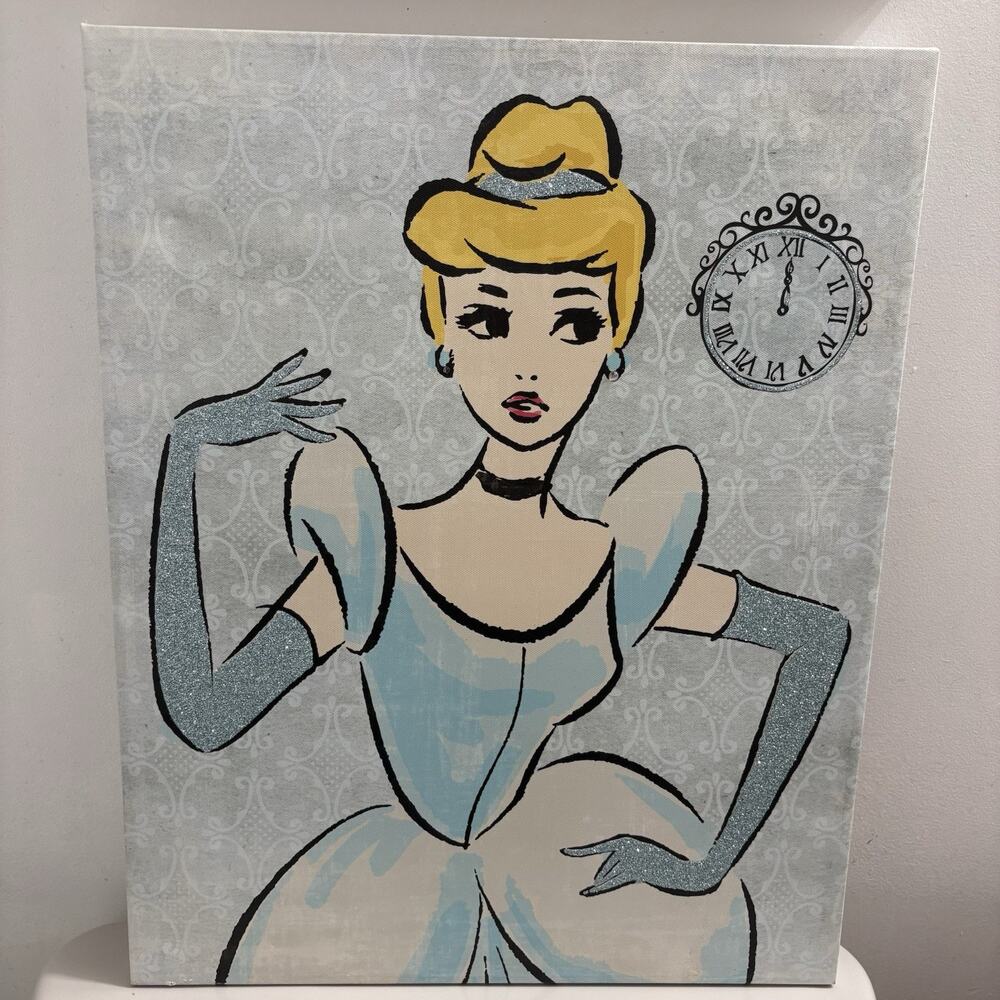 Disney Princess Cinderella Fashionista Sketch 16x20 Glitter Wall Art Artissimo